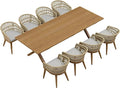 PURPLE LEAF Outdoor Dining Set All-Weather PE Rattan Outdoor Patio Furniture Set with All Aluminum Frame Rectangular Table and Chairs 9 Pieces Set for Lawn Garden Backyard Deck, Teak
