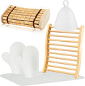 JaGely 5 Pcs Sauna Accessories Include Slip Resistant Sauna Backrest, Wood Sauna Headrest Pillow, Sauna Hat, Seat Pad and Sauna Glove for Barrel or Infrared Sauna