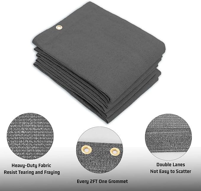 SUNNY GUARD Shade Cloth Custom Size 8x19 FT Sun Shade Screen Fabric Shade Cover Tarp with Grommets for Pergola Backyard Garden, Dark Grey(We Customized)