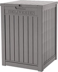 55 Gallon Outdoor Storage Box Waterproof Lockable Resin Deck Box Large, Patio Storage Bin for Pool Accessories Cushion Furniture, Garden Tools, UV-Resistant Outside Delivery Grey