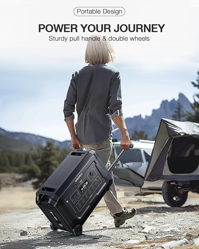 GRECELL-4000W Portable Power Station, 5040Wh Solar Generator with LiFePO4 Battery, 6 AC Outlets (7000W Peak), 1.5H Fast Charge, Expandable Emergency Power for Power Outage, RV Camping & Off-grid Use