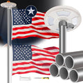 25FT Sliver Heavy Duty Flag Pole Kit with 3x5 Ft American Flag & Solar Light - 12 Gauge Aluminum Tubing, Resistance High Winds, Hardware Flagpole Set for Residential Commercial Outdoor Ready
