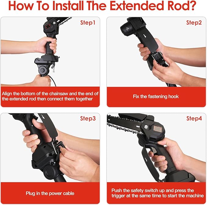 2-in-1 Cordless Pole Saw & Mini Chainsaw, Battery Powered 5.1lb Lightweight Multi-Angle & 13FT MAX Reach 6 Inch Electric Pole Saw for Tree Trimming & Branch Cutting
