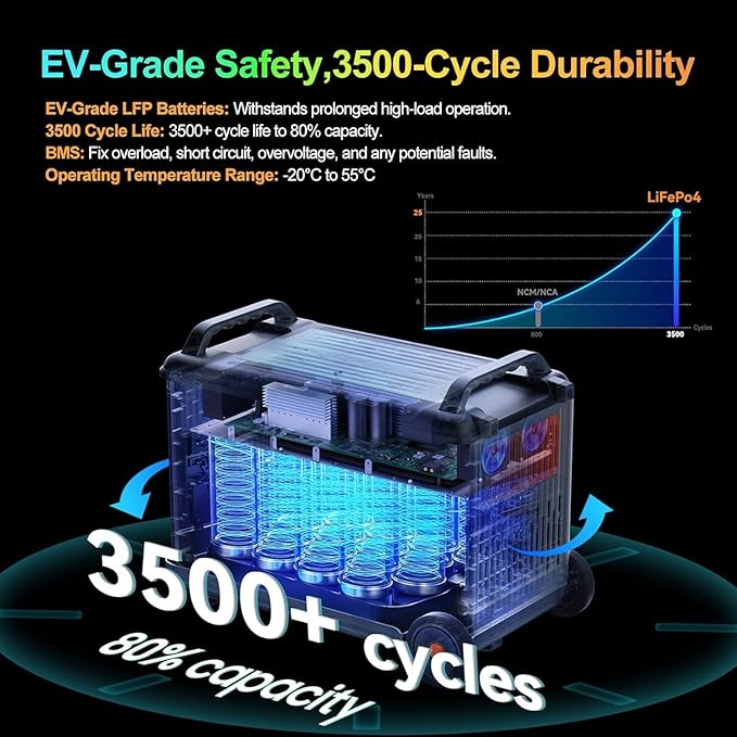 OSCAL 6000W (Peak 7200W) 120V/240V Solar Generator,Promax6000 Dual Voltage 3600WH Lifepo4 Battery Portable Power Station with 14 Outlets,2200W 1.96H Fast Charge,for Home Backup