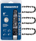 SawWorks 3-Pack 8 Inch Pole Saw Chain SW-R34, 3/8" LP Pitch - .043" Gauge - 34 Drive Links, Compatible with DeWalt 20V DWO1DT608, DCPS620, DCCS623B, DCCS623L1, Craftsman CMZCSC8, CMCCSP20 and More