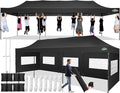 COBIZI 10x30 Pop up Canopy Tent 10x30 Canopy with 8 Sidewalls Waterproof Heavy Duty Commercial Tent for Parties Outdoor Garden Gazebo, Carry Bag with Wheel(10x30ft, Black)