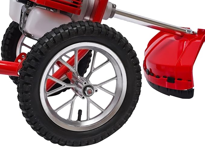 49CC 2-Stroke Walk Behind String Mower, 2-in-1 Hand Push Grass Cutter, 1500W Air-Cooled Floor Mount 0.33gal Fuel Tank Capacity W/Weeding Baffle, Weeding & Loosening Blade for Mowing Gardens
