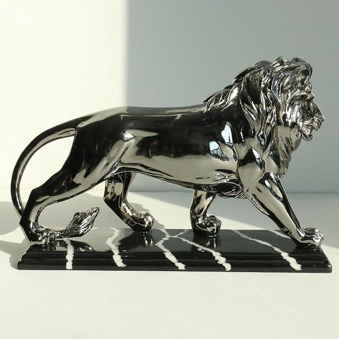 Lukitas Lion Sculpture Decor - Animal Figurine Decorative Ornament for Living Room Office, or Shelf, Collectible Gifts for Lion Lover, Resin