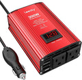 300W Car Power Inverter 12V DC to 110V AC Car Converter Adapter with LCD Display for Car Battery Status Monitor and Smart Fan Dual 4.8A USB Ports 2 AC Outlets LEESKY