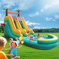 Inflatable Water Slide for Kids & Adults, 26FT 100% PVC Waterslide with Big Splash Pool, Widen Slide with Shallow Pool, 950W Air Blower, Ideal for Backyard, Park (Green Coconut Tree Design) 2