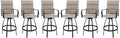 Vongrasig 6 Piece Outdoor Patio Swivel Bar Chairs, All Weather Padded Sling Textile High Top Bar Stools, Bistro Set for Backyard, Lawn Garden, Balcony, Gray