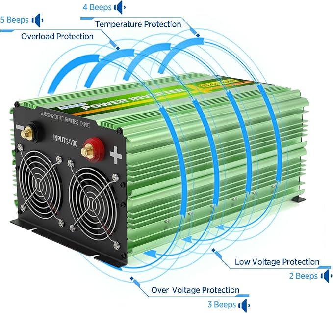 EDECOA 3500W 24 Volts Pure Sine Wave Power Inverter DC 24V to 110V 120V AC with LCD Display and Remote Controller for Truck Motorhome Boat Power Converter