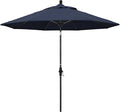 California Umbrella 9' Round Aluminum Pole Fiberglass Rib Market Umbrella, Crank Lift, Collar Tilt, Black Pole, Sunbrella Spectrum Mist