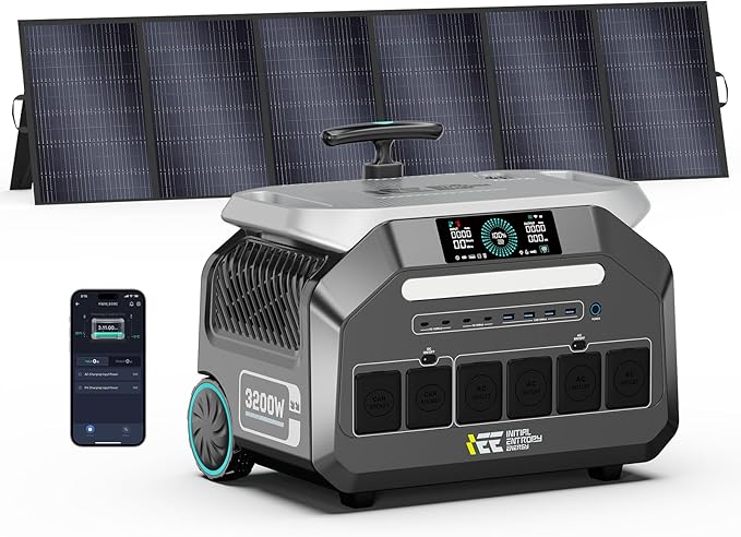 IEE P3200 3200W Solar Generator with 500W Panel, 2048Wh Solar Power Station, 1800W Fast Charging, Smart APP Control Emergency Power Station for Home, Camping, RVs, Outdoor Battery Backup
