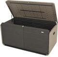 CHUNLY 160 Gallon Plastic Deck Box, Large Patio Storage Box with Lock, Wheels & Waterproof Lid for Outdoor Cushions, Garden and Pool Supplies (Gray)