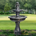 45.2” H Outdoor Floor Water Fountain, 3-Tiers Concrete Water Fountain with Submersible Electric Pump - Garden Cascading Waterfall for Yard Patio Lawn Home Decor