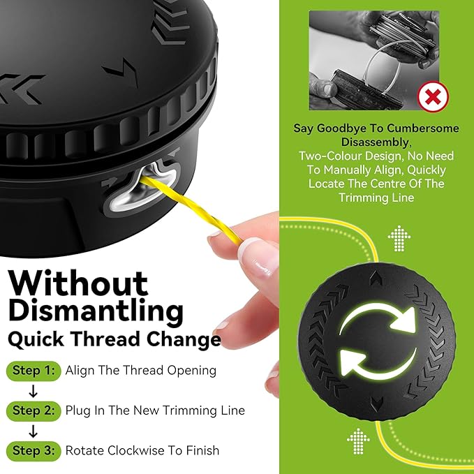 KAITAI String Trimmer Line 095”,Pre-Cut Dual Color 3-Section Fast-Positioning Design, for Gas and Electric Grass Trimmer and Brushcutters, Fits Most Standard Models,16FTx4
