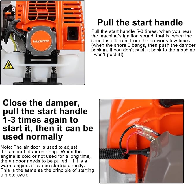 Weed Eater Gas Powered, 52CC Brush Cutter, 2-Stroke Handheld Cordless Chainsaw Hedge Pruner for Home, Yard, Garden Orange