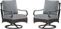 Sophia & William Extra Large Outdoor Patio Swivel Sofa Chairs Set 2 PCS Heavy-Duty Metal Porch Furniture with High Back & Deep Seating Area, 5.5" Thicken Cushions for Deck, Lawn, Outside (Grey)