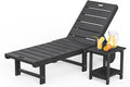 Outdoor Chaise Lounge Chairs with Table, 2-Piece, 26.8” Super Wide Lounge Chair Outdoor, HDPS Pool Chairs with 5 Positions, Patio Lounge Chair with Wheels for Pool,Lawn,Backyard, Black