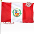 Peru Peruvian Flag 3x5 ft Outdoor, Double Sided 3 Ply Heavy Duty Peru National Country Flag, 100% Quality Polyester Peruvian Banner with Brass Grommets 4 Rows Stitches