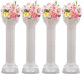 Roman Column Pedestal, Plastic White Columns for Weddings Indoor/Outdoor Roman Pillar Stand for Table Sculptures, Vase, Garden Decor (4PCS, 10.6 x 34.6 Inch Round)