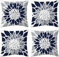 Qahing Pack of 4 Outdoor Waterproof Pillow Covers 24x24 Decorative Outdoor Throw Pillows Garden Square Cushion Cases for Patio Furniture, Couch, Tent Sunbrella, Bench, Navy Blue Grey
