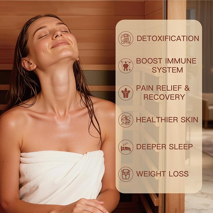 2 Person Infrared Sauna for Home, Low EMF Heater Panels & Chromotherapy Lighting, 1760W/120V, Perfect for Personal Home Sauna for Relaxation and Spa Wellness, 51.18" x 35.43" x 74.8"
