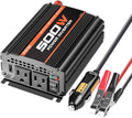 POTEK 500W Power Inverter/Car Inverter DC 12V to AC 110V Dual AC Charging Port and 2A USB Ports for Laptop, Smart Phone