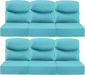 Luxury 22x24/22x25 6-Inch Smile Patio Cushions for Outdoor Furniture Set of 6 - Thick Back & Deep Seat Outside Chair Cushions for Rattan Glider Loveseat Sectional Sofa - Turquoise