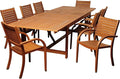 Amazonia Arizona 9-Piece Patio Rectangular Extendable Dining Table Set | Eucalyptus Wood | Ideal for Outdoors and Indoors