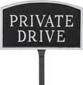 Montague Metal Products SP-12sm-BS-LS Small Black and Silver Private Drive Arch Statement Plaque with 23-Inch Lawn Stake