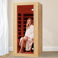 Real Relax Infrared Home Sauna, 1 Person Canadian Hemlock Wood Indoor Dry Saunas with Red Low Emf Light Therapy, Bluetooth Speakers, 9-Color Chromotherapy Lights, 110v for Personal Spa