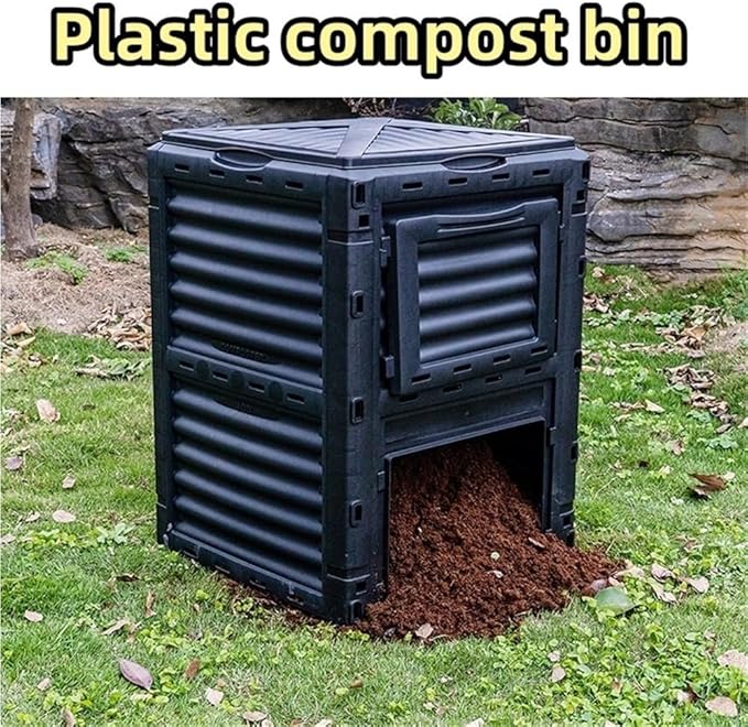 Plastic Outdoor Compost Bin, Fertilizer Fermentation Box, Garbage Compost Bin Suitable for Kitchen, Yard and Courtyard(Black)