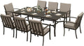 HAPPATIO Aluminum 9 Piece Patio Dining Set - Aluminum Outdoor Dining Set for 8, Patio Dining Table and Chairs Set, Patio Furniture with Table and Chairs (Black)