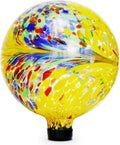 10 Inch Gazing Balls for Garden, Hand Blown Indoor Outdoor Glass Garden Globes Balls for Outside Festive Yard Lawn Ornaments Decoration (Yellow)