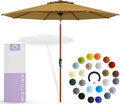 Midtown Umbrellas The Wooden 2-10 Feet Large Patio Umbrella, Terylast Sand Tan Fabric, Aluminum Frame For Backyard Umbrella, Deck Umbrella, Garden Umbrella & Pool Umbrella - Wooden Pole