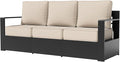 Aluminum Patio Sofa - 3-Seater Outdoor Sofa with 6" Thick Water-insistant Cushions, All-Weather Use Frame, Removable Cover, Ideal for Garden, Poolside (Beige)