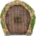 Brown Mini Fairy Garden Door for Tree, 3D Miniature Fairy Door, Bonsai Terrarium Micro Landscape Decoration Accessories, Garden Miniatures
