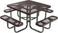COATEDOUTDOORFURNITURE Heavy-Duty Portable Outdoor Picnic Table with Umbrella Hole, Expanded Metal Commercial-Grade Patio Dining Furniture Made in America (46" Square Top, Brown)