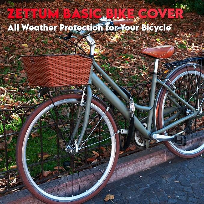 Zettum Bike Cover for 1 Bike - 600D Bike Covers Outdoor Storage Waterproof & Heavy Duty, Bicycle Cover for Single eBike, Mountain Bike, Road Bike, Hybrid Bike, Beach Cruiser Bike, Scooter and More