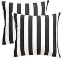 Pack of 2 Decorative Outdoor Throw Pillows 23" x 23" Square Garden Cushion for Patio Sofa Thick Cushion for Couch,Sofa,Black Stripes