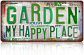 Vintage Garden Metal Tin Sign License Plate Wall Decor for Garden Lover 12 x 6 Inches - my happy place