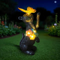 Solar Cat Garden Statue Outdoor Decor - Resin Cat Butterfly Statues for Outside Waterproof, Animal Figurines for Patio Balcony Yard Art Lawn Ornaments, Unique Birthday Gifts for Mom/Women/Grandma