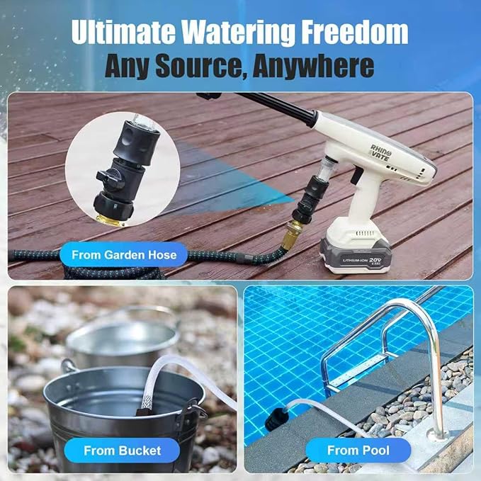 Cordless Pressure Washer, Portable Power Washer, 4.0Ah Battery Powered with Dual Water Source, 6-in-1 Nozzle, 16ft Detachable Hose, Efficient and Long-Lasting, Designed for Light-Duty Tasks