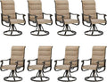UDPATIO Patio Swivel Dining Chairs Set of 8, Outdoor Swivel Chairs High Back with All Weather Padded Textilene, Metal Rocking Frame for Lawn Garden Backyard, Brown