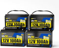 Wattcycle 4Pack 12V 100Ah LiFePO4 Lithium Battery, BCI Group 31,Deep Cycle Up to 15000 Cycles, 110A BMS, Low Temperature Protection, 10 Years Lifespan, Perfect for RV/Home Energy Storage