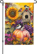Fall Thanksgiving Pumpkin Garden Flag Vertical Double Sided Outdoor Yard Flags 12.5x18 Inch Burlap Banners for House Lawn