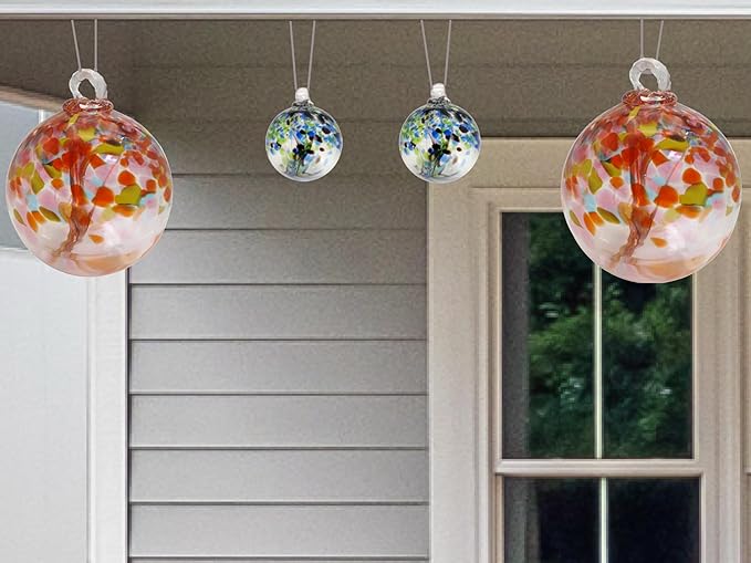 Dale Tiffany Hand Blown Glass, 4" Diameter Enchanted, Tree of Life Collection, Witch Globe Hanging Garden Indoor/Outdoor Decorative Ornament Gazing Ball