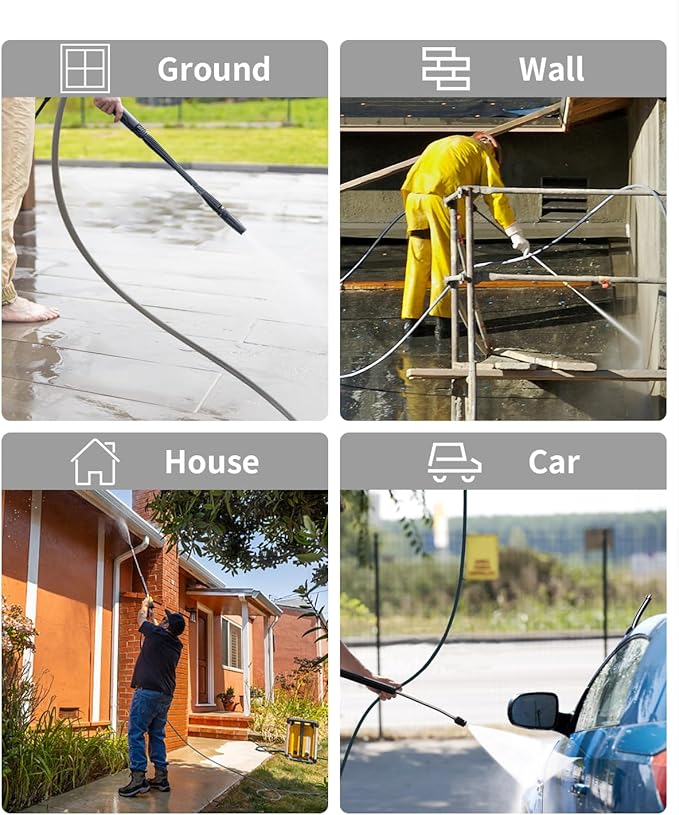 Pressure Washer Hose 50FT 3/8" for Cold and Hot Water 212°F, with Swivel Quick Connect, 4500PSI Kink Resistant Grade Steel Wire Braided, Power Washer Hose With 2pcs M22-14mm Adapter